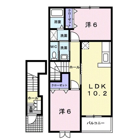 東松江駅 徒歩7分 2階の物件間取画像